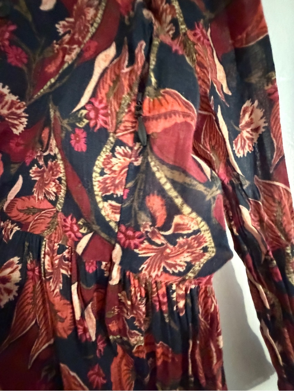 Doen Rust and Black Floral Tie-Front Maxi Dress - Picture 7 of 10